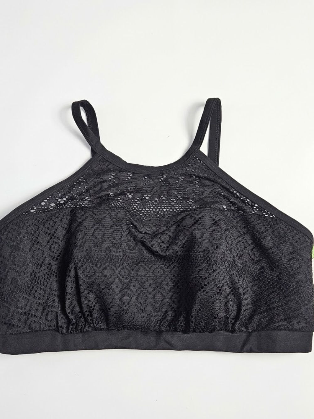 Swim by Cacique Black High Neck Crochet Bikini Top Size 16 NWT